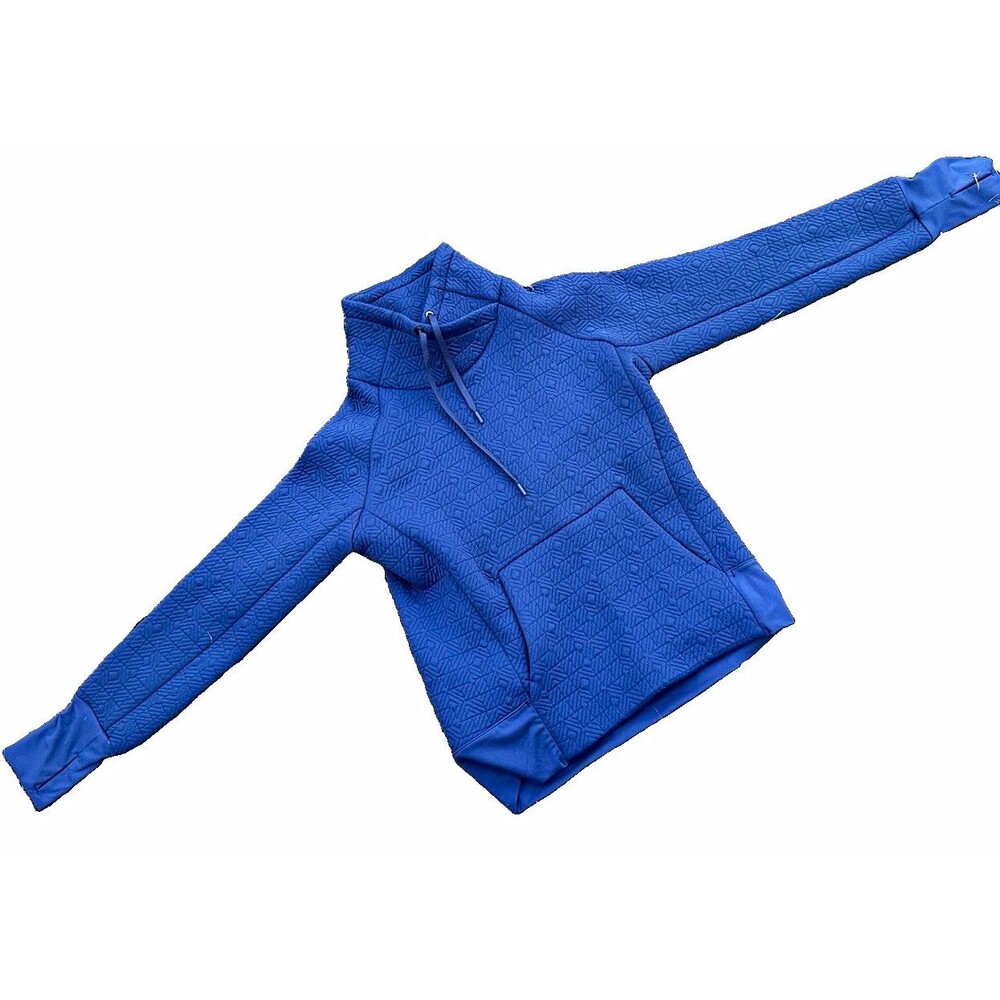 Athleta Womens XXS Blue Quilted Cowl Neck Pullover Hoodie Thumbhole Sweatshirt